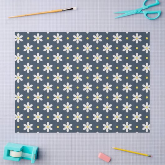 White Daisies Pattern Custom Background Tissuepapier (Craft)