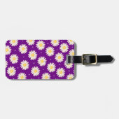 White Daisies Pattern in Paars Travel Quote Bagagelabel (Voorkant horizontaal)