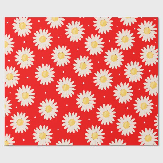 White Daisies Pattern met White Stippen Cadeaupapier (Vlak)