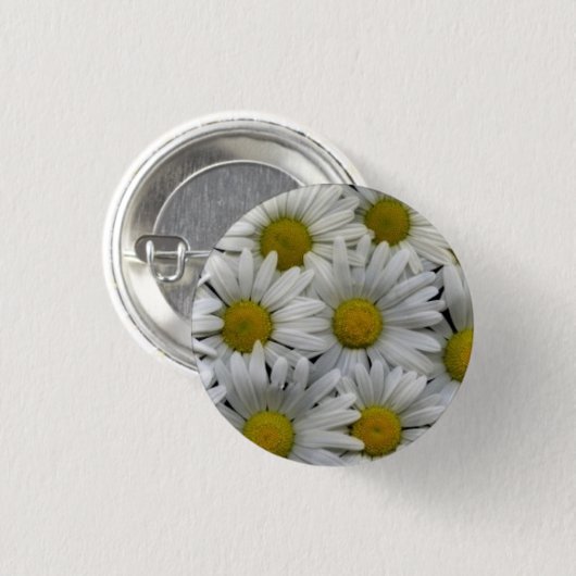 White Daisies Ronde Button 3,2 Cm (Voorkant /achterkant)