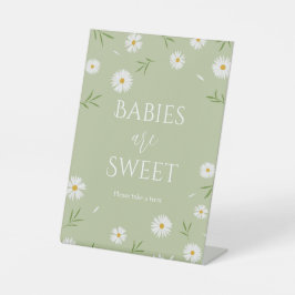 White Daisies Sage Green Baby's zijn een zoete tra Reclamebord Met Voetstuk