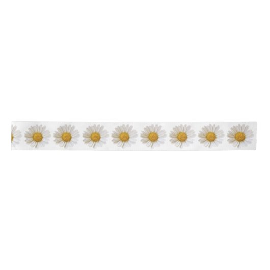 White Daisies Satin Ribbon Satijnen Lint (Voorkant)