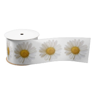 White Daisies Satin Ribbon Satijnen Lint