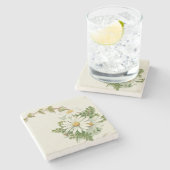 White Daisies Stone Onderzetter (Zijkant)