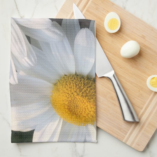 White Daisies Theedoek (Quarter Fold)