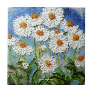 White Daisies Tile Tegeltje