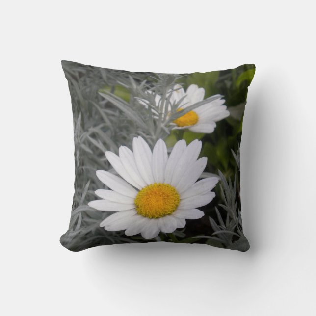 White Daisies (w/Gold) Sierkussen 2-zijdig (Voorkant)