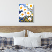 White Daisies Watercolor Flowers Painted Canvas Afdruk (Insitu (Slaapkamer))