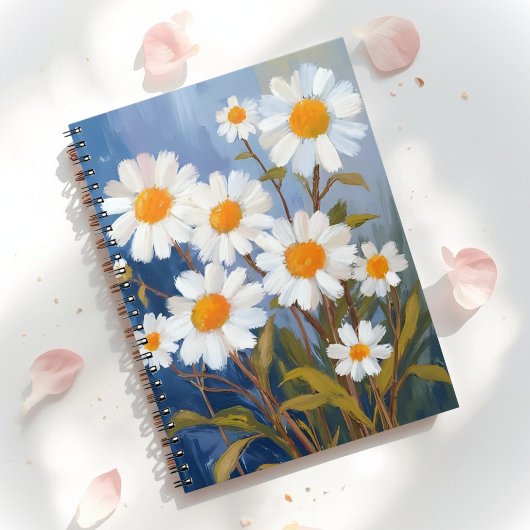 White Daisies Watercolor Flowers Painted Planner