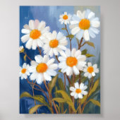 White Daisies Watercolor Flowers Painted Poster (Voorkant)