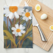 White Daisies Watercolor Flowers Painted Theedoek (Quarter Fold)