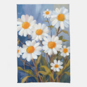 White Daisies Watercolor Flowers Painted Theedoek (Verticaal)