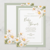 White Daisies Waterverf Baby shower Kaart (Voorkant / Achterkant)