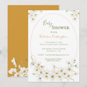 White Daisies Waterverf Baby shower Kaart (Voorkant / Achterkant)