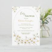 White Daisies Waterverf Baby shower Kaart (Staand voorkant)
