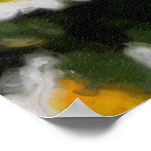 White Daisies Waterverf Poster (Hoek)