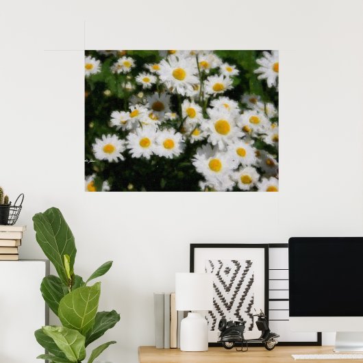 White Daisies Waterverf Poster (Thuiskantoor)