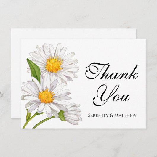 White Daisies Waterverf Summer Floral Hartelijk da Bedankkaart (Voorkant / Achterkant)