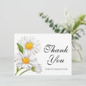 White Daisies Waterverf Summer Floral Hartelijk da Bedankkaart (Staand voorkant)