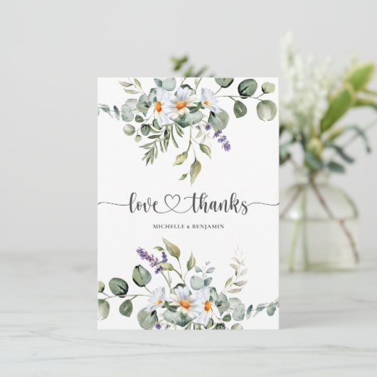 White Daisies Wedding Hartelijk dank Bedankkaart (Staand voorkant)