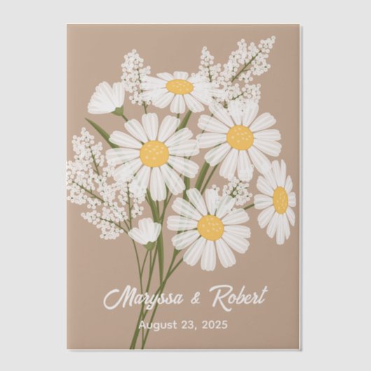 White Daisies Wedding Jubileum Beige Insert Vellum Uitnodigingen (Voorkant)