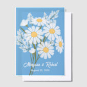 White Daisies Wedding Jubileum Blauw Insert Vellum Uitnodigingen (Offset)
