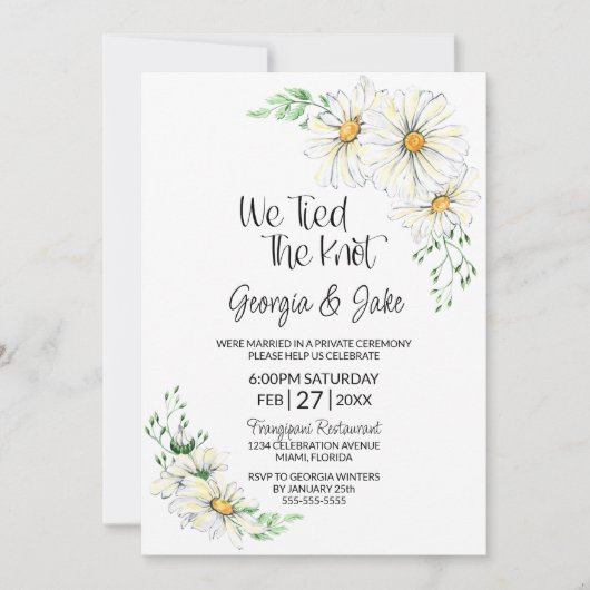 White Daisies Wedding Reception Kaart (Voorkant)