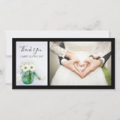 White Daisies with Blue Jar Vase Wedding Bedankt (Voorkant)