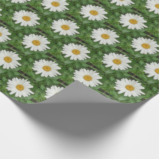 White Daisies Wrapping Paper Cadeaupapier (Hoek)