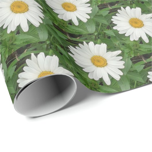 White Daisies Wrapping Paper Cadeaupapier (Rol Hoek)