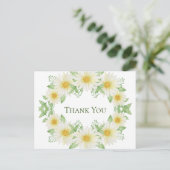 White Daisies Wreater Waterverf Budget Dank u Briefkaart (Staand voorkant)
