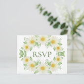 White Daisies Wreater Waterverf Yellow Budget RSVP Briefkaart (Staand voorkant)