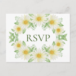 White Daisies Wreater Waterverf Yellow Budget RSVP Briefkaart