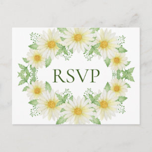 White Daisies Wreater Waterverf Yellow Budget RSVP Briefkaart
