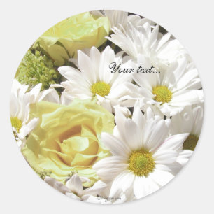 White Daisies Yel Roos Custom Envelope-zegels Ronde Sticker