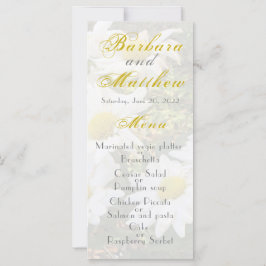 White Daisies Yellow and grijy Script Wedding Menu