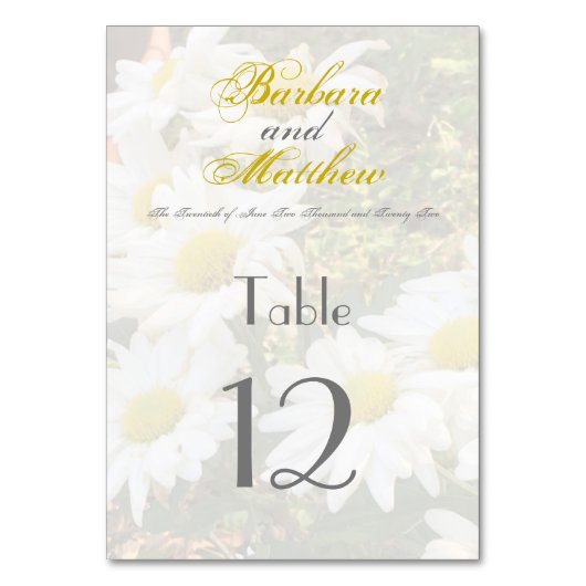 White Daisies Yellow en Grey Script Elegant Kaart (Voorkant)