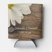 White Daisy and Barn Wood Country Weddenschap Favo Blikjeskoeler (Voorkant)