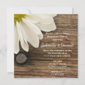 White Daisy and Barn Wood Wedding Rehearsal Dinner Kaart (Voorkant)