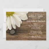 White Daisy and Barn Wood Wedding Rehearsal Dinner Kaart (Voorkant)