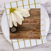 White Daisy and Barn Wood Wedding Rehearsal Dinner Kaart