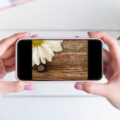 White Daisy and Barn Wood Wedding Rehearsal Dinner Kaart