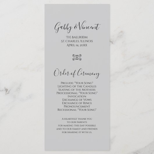 White Daisy and Diamond Ring Wedding Programme Programmakaart (Achterkant)