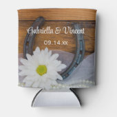 White Daisy and Hoefijzer Western Wedding Favor Blikjeskoeler (Voorkant)