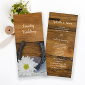 White Daisy and Hoefijzer Western Wedding Programm Programmakaart