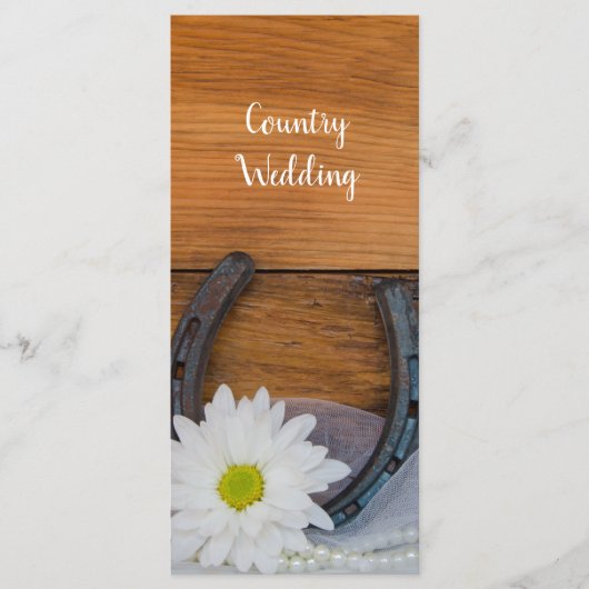 White Daisy and Hoefijzer Western Wedding Programm Programmakaart (Voorkant)