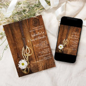 White Daisy and Horse Bit Country Western Wedding Kaart