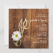 White Daisy and Horse Bit Country Western Wedding Kaart (Voorkant)