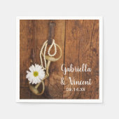White Daisy and Horse Bit Country Western Wedding Servet (Voorkant)