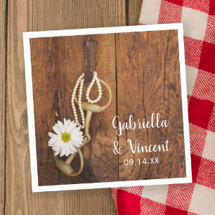 White Daisy and Horse Bit Country Western Wedding Servet